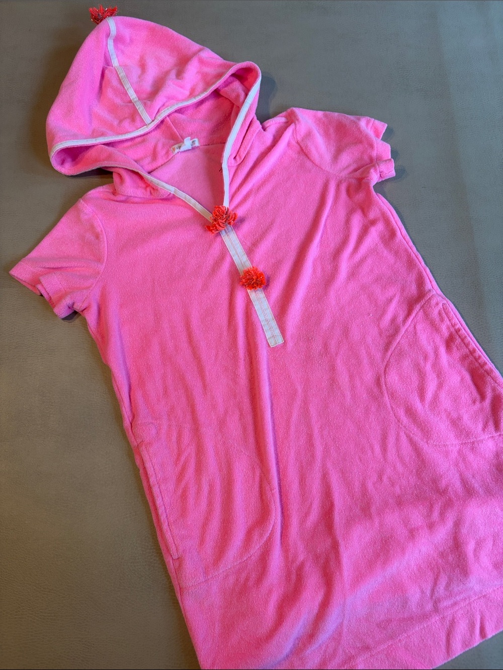 Crewcuts Pink Hooded Short Sleeve Cover-Up Dress